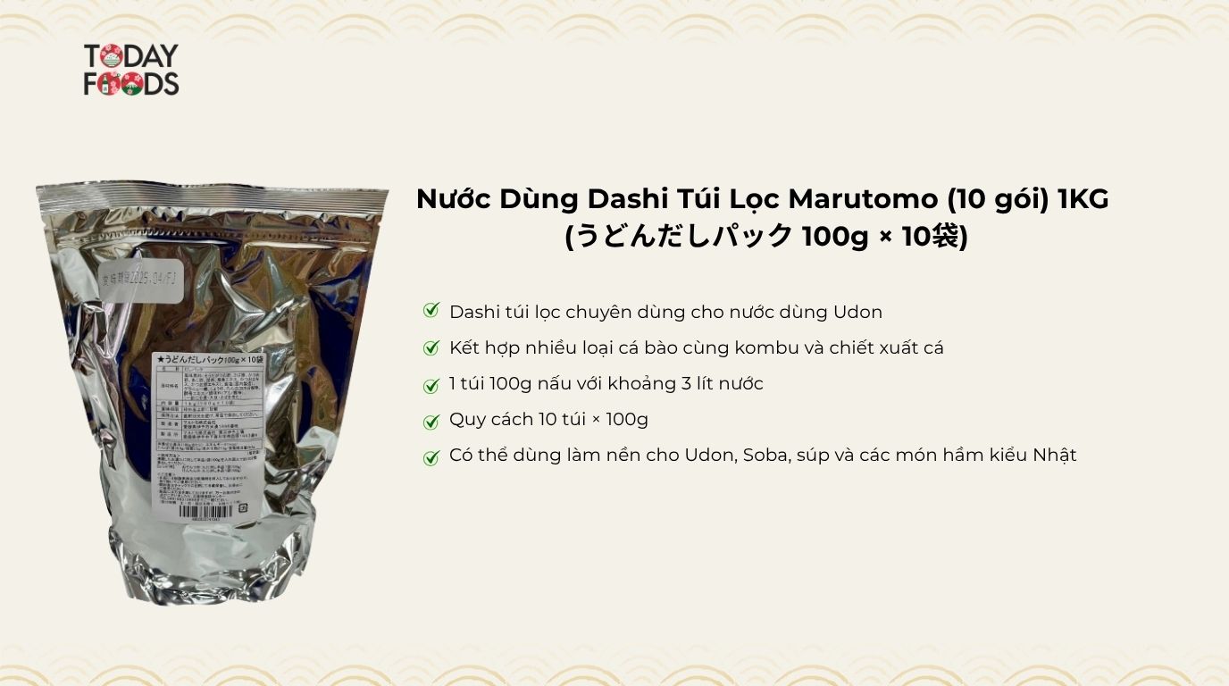 Ưu điểm Nước Dùng Dashi Túi Lọc Marutomo (10 gói) 1KG