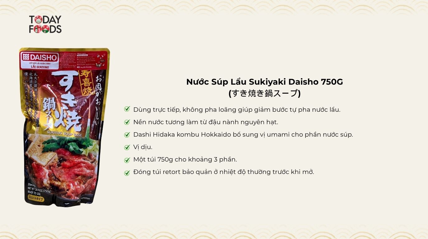 Ưu Điểm Nước Súp Lẩu Sukiyaki Daisho 750G