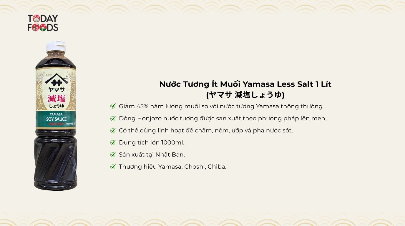 Ưu Điểm Nước Tương Ít Muối Yamasa Less Salt 1 Lít