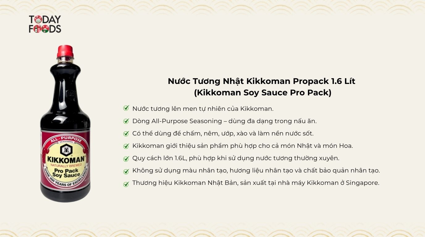 Ưu Điểm Nước Tương Nhật Kikkoman Propack 1.6 Lít