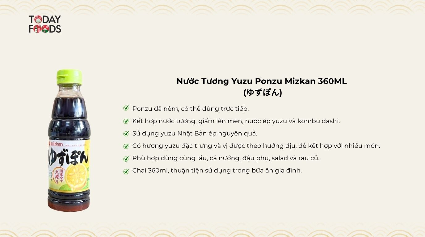 Ưu Điểm Nước Tương Yuzu Ponzu Mizkan 360ML 
