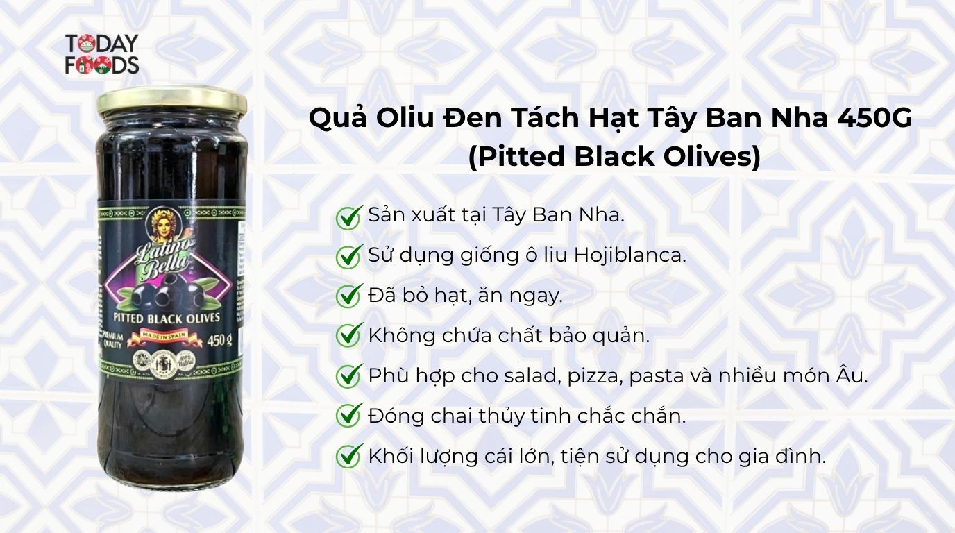 Ưu điểm Quả Oliu Đen Tách Hạt Tây Ban Nha 450G 