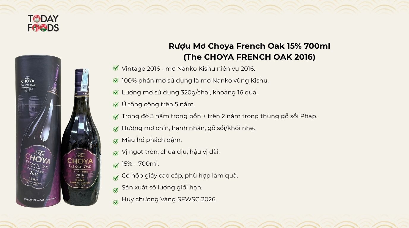 Ưu Điểm Rượu Mơ Choya French Oak 15% 700ml