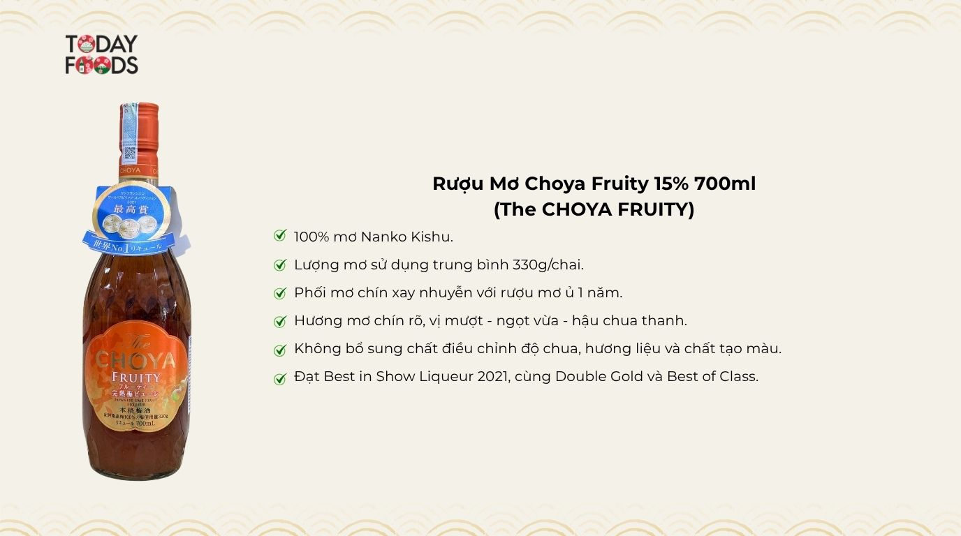 Ưu Điểm Rượu Mơ Choya Fruity 15% 700ml