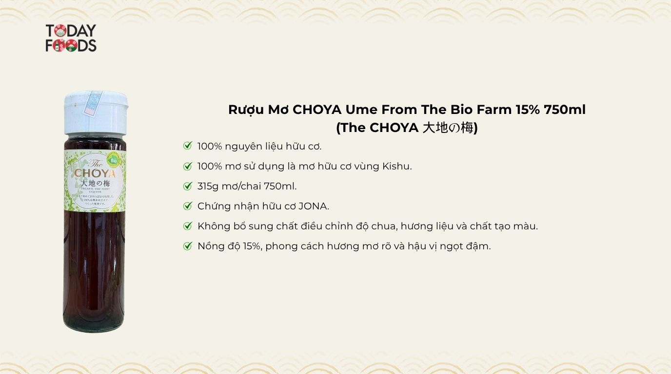 Ưu Điểm Rượu Mơ CHOYA Ume From The Bio Farm 15% 750ml