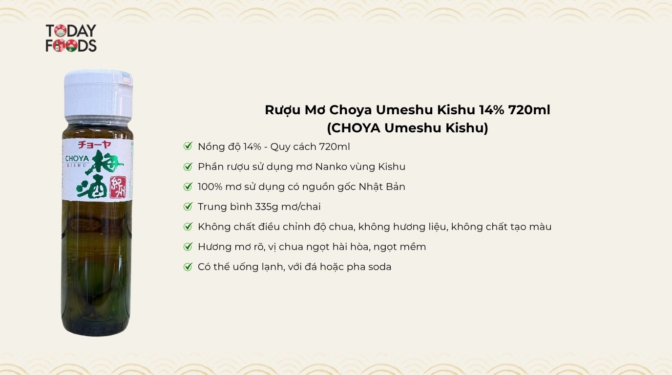Ưu Điểm Rượu Mơ Choya Umeshu Kishu 14% 720ml