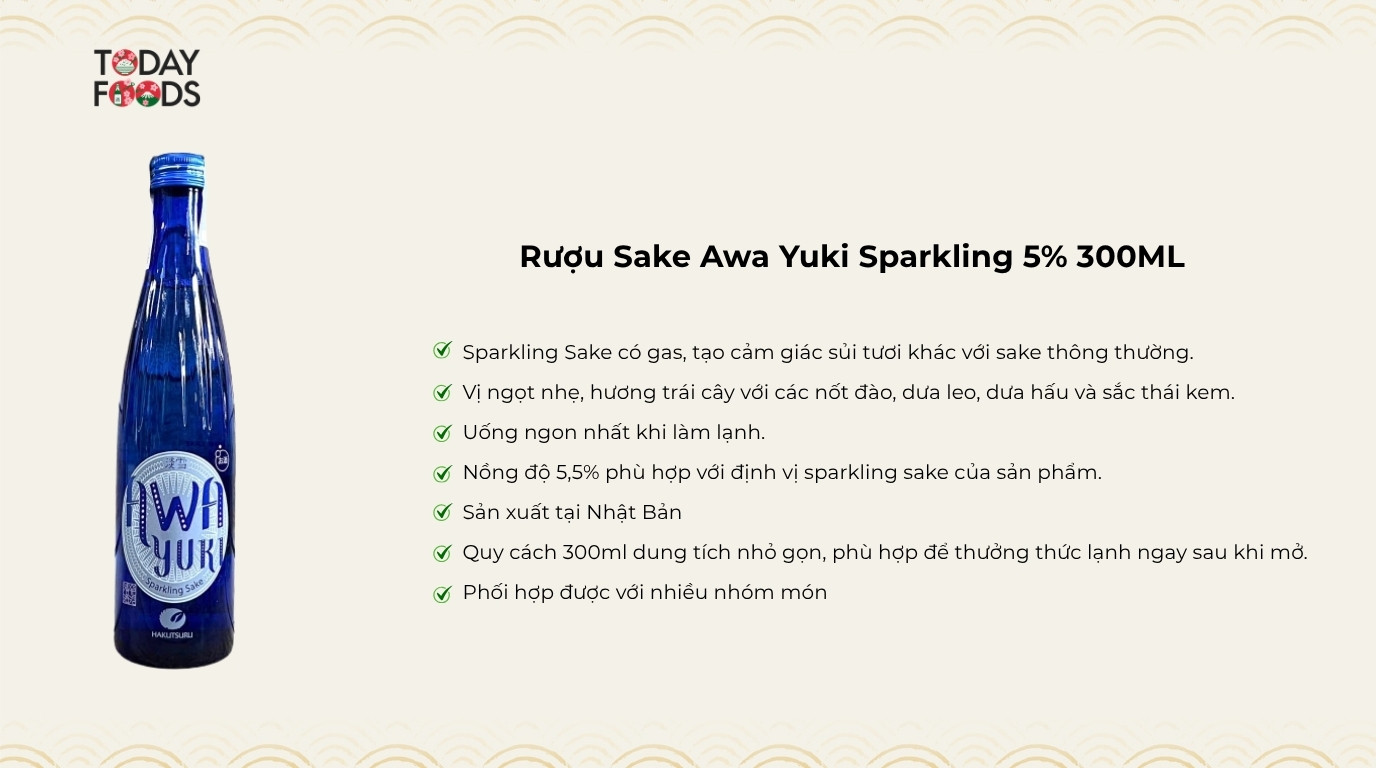 Ưu Điểm Rượu Sake Awa Yuki Sparkling 5% 300ML