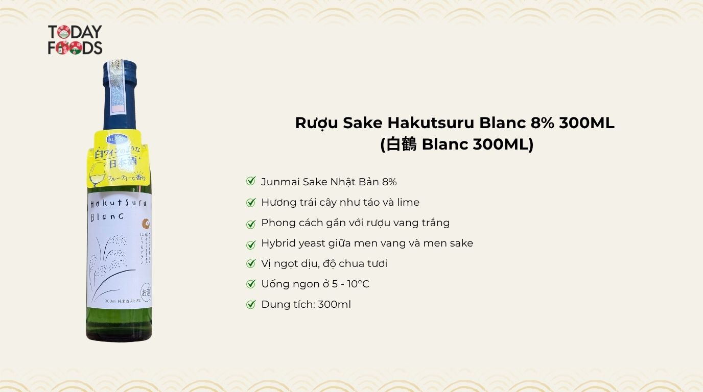 Ưu điểm Rượu Sake Hakutsuru Blanc 8% 300ML