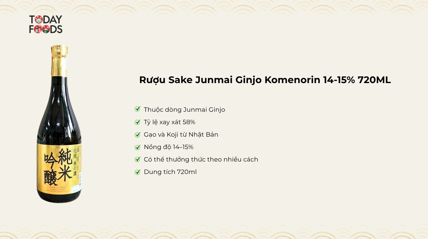Ưu Điểm Rượu Sake Junmai Ginjo Komenorin 14-15% 720ML