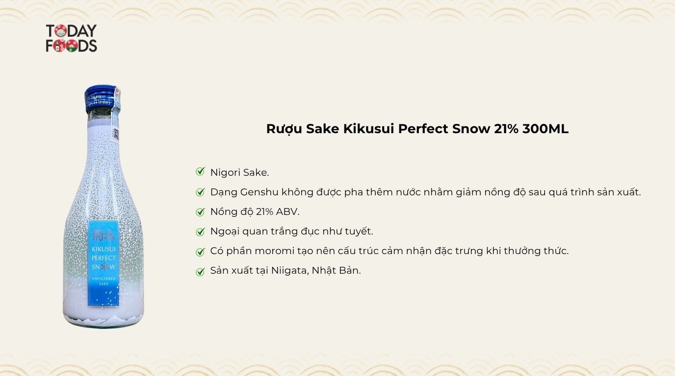 Ưu Điểm Rượu Sake Kikusui Perfect Snow 21% 300ML