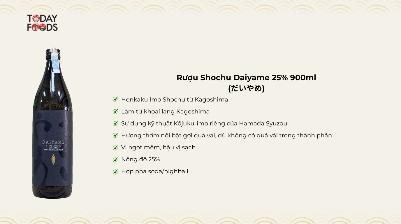 Ưu Điểm Rượu Shochu Daiyame 25% 900ml