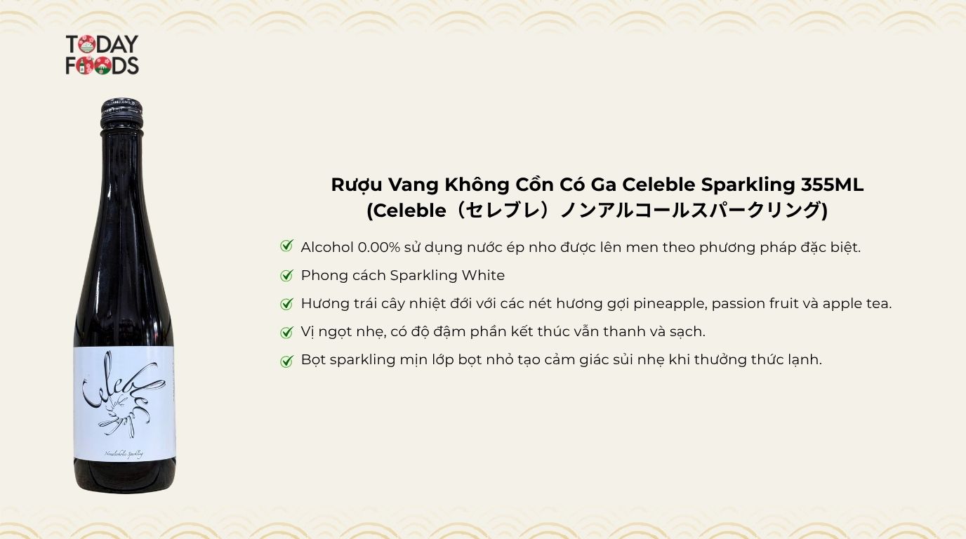 Ưu Điểm Rượu Vang Không Cồn Có Ga Celeble Sparkling 355ML