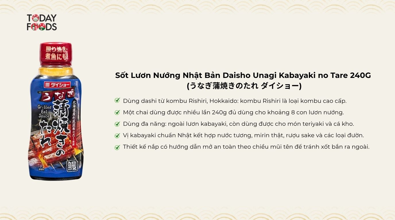 Ưu Điểm Sốt Lươn Nướng Nhật Bản Daisho Unagi Kabayaki no Tare 240G