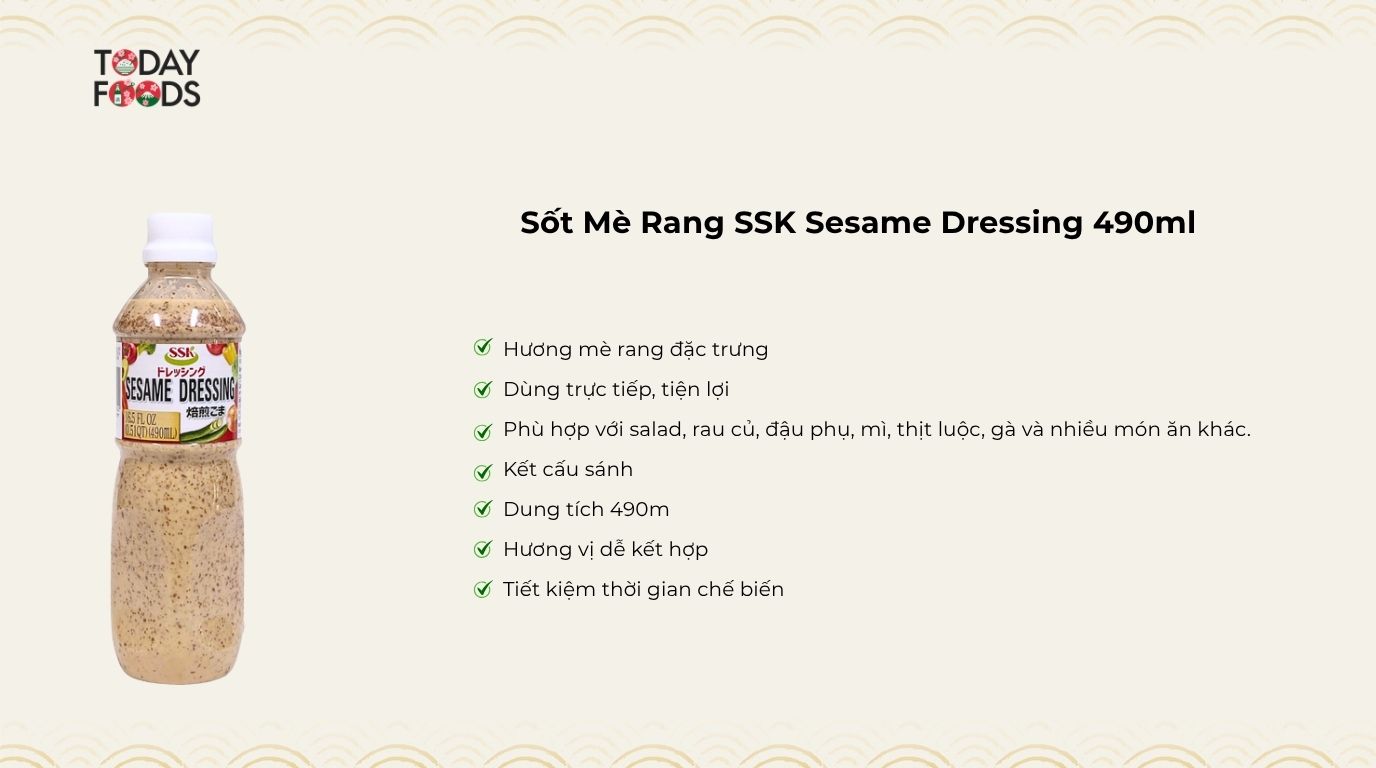 Ưu điểm Sốt Mè Rang SSK Sesame Dressing 490ml