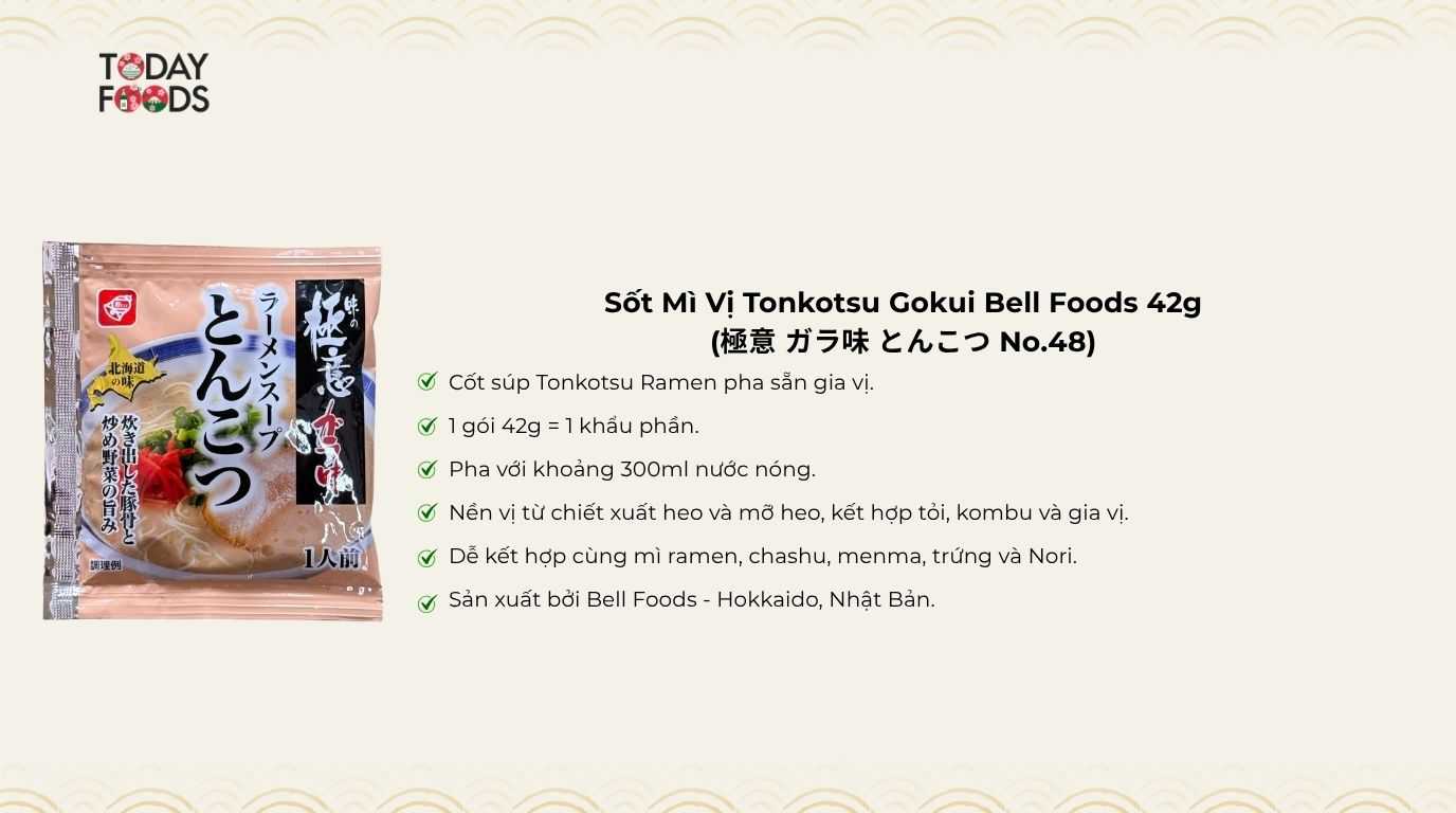 Ưu Điểm Sốt Mì Vị Tonkotsu Gokui Bell Foods 42g