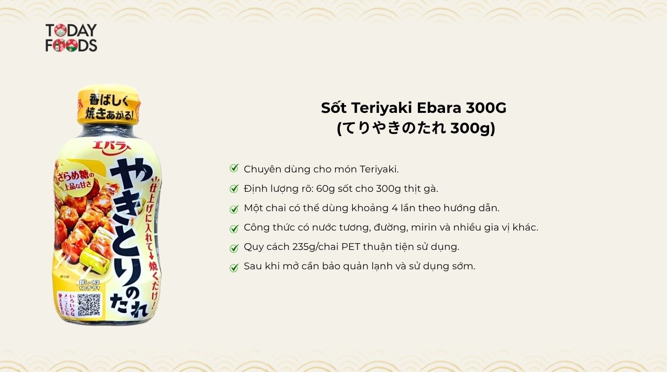 Ưu điểm Sốt Teriyaki Ebara 300G 