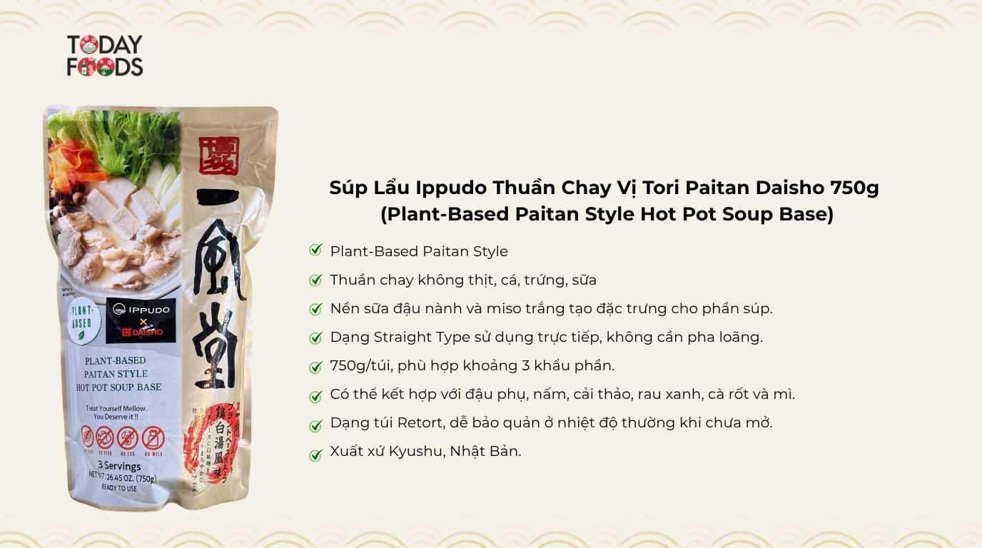 Ưu Điểm Súp Lẩu Ippudo Thuần Chay Vị Tori Paitan Daisho 750g 