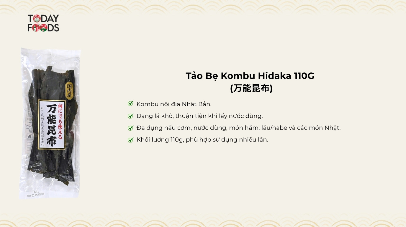Ưu Điểm Tảo Bẹ Kombu Hidaka 110G 