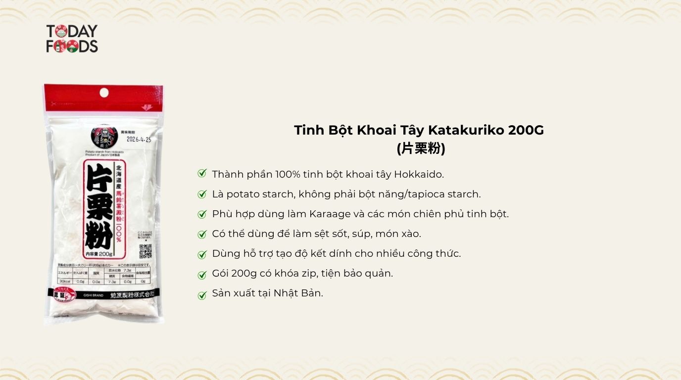 Ưu Điểm Tinh Bột Khoai Tây Katakuriko 200G 