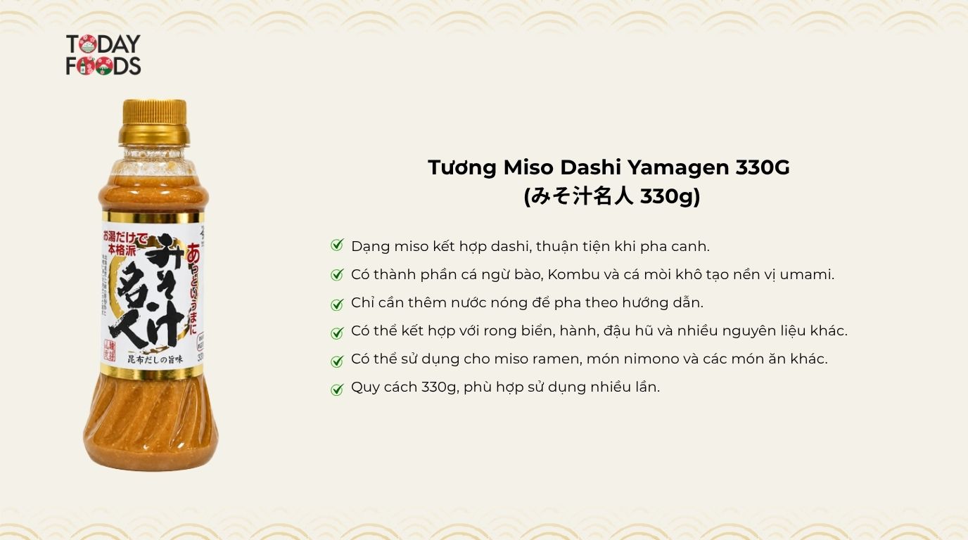 Ưu điểm Tương Miso Dashi Yamagen 330G 