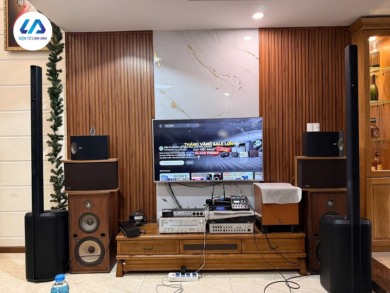 Điện tử Linh Anh lắp đặt bộ dàn karaoke hơn 100 triệu gồm Bose L1 Pro16, mixer T4S và micro JBL VM300