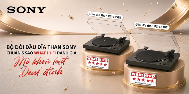 Sony tặng ngay E-Voucher đến 1.5 triệu đồng khi mua đầu đĩa than PS-LX5BT và PS-LX3BT