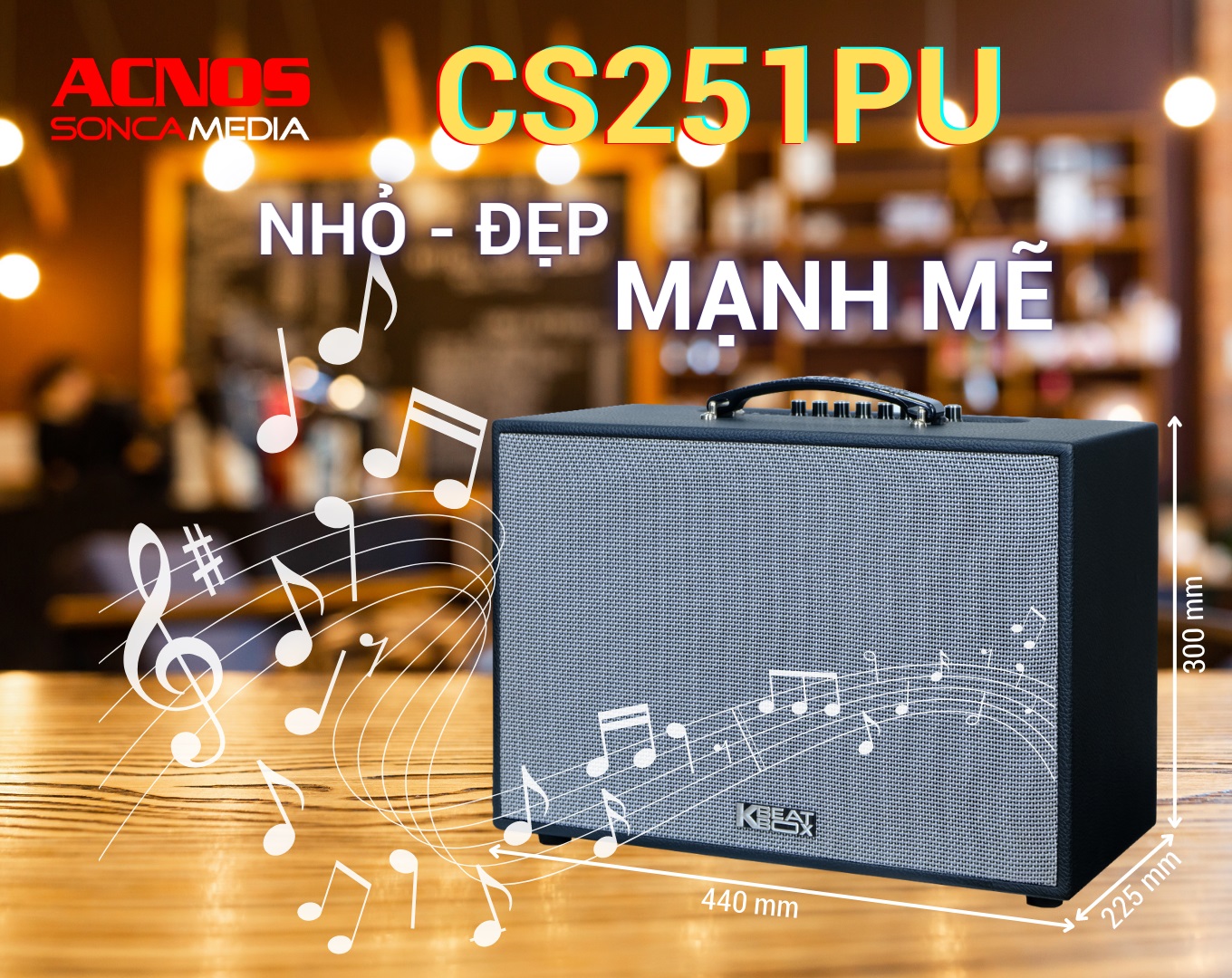 Loa Acnos CS251PU nhỏ gọn, có quai dễ mang theo