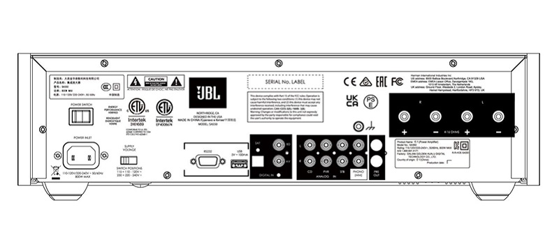 Mặt sau amply JBL SA550 Classic