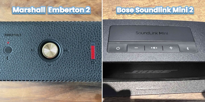so sánh bảng điều khiển của Marshall Emberton 2 vs Bose Soundlink Mini 2