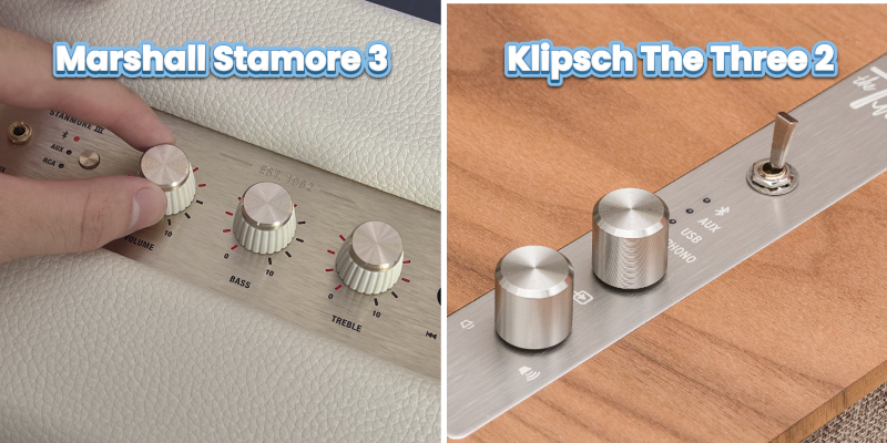 so sánh bảng điều khiển của Stanmore 3 vs Klipsch The Three 2