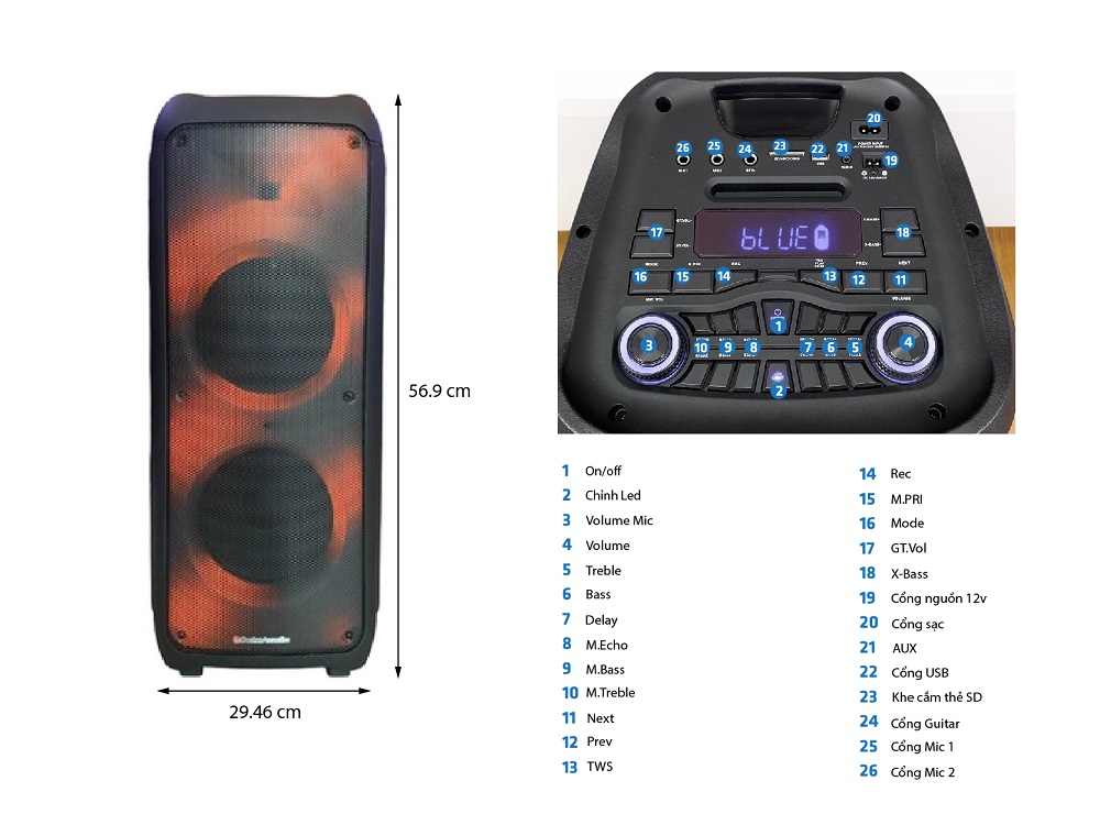 Thông số kỹ thuật loa Boston Acoustics Partybox BA-1002PB