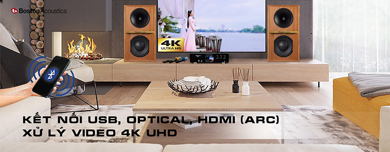 Amply Boston Acoustics BA2250 hỗ trợ video 4K