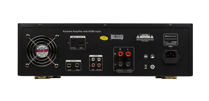 Boston Acoustics KT250 còn có cổng USB, SD Card mà đặc biệt là Optical và HDMI (ARC)