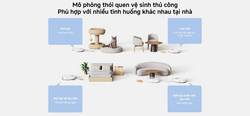 các chế độ hút bụi lau nhà của vacuum h40