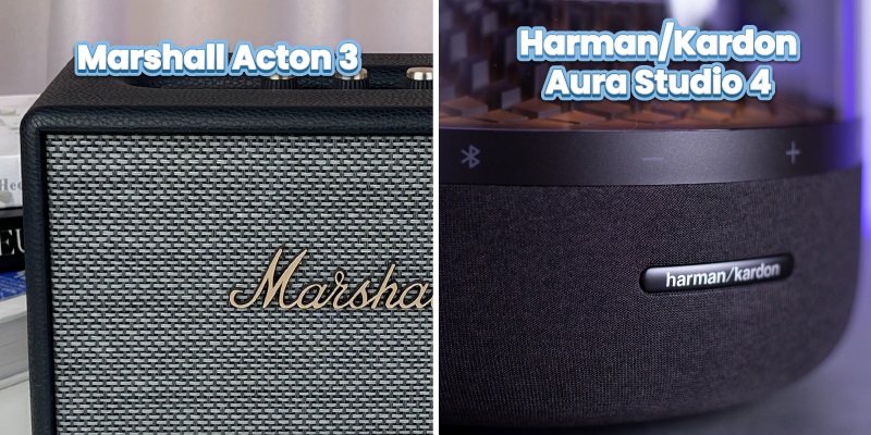 chất liệu của marshall acton 3 và harman kardon aura studio 4