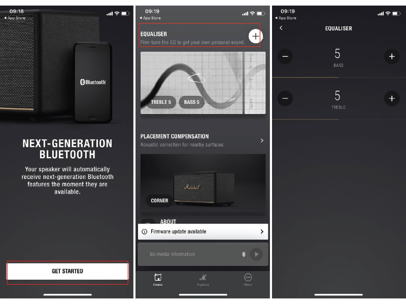 chỉnh bass treble qua app marshall bluetooth