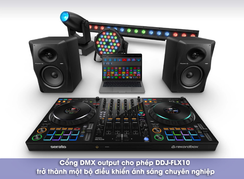 cổng dmx biến dj pioneer ddj flx10 thành thiết bị điều khiển ánh sáng