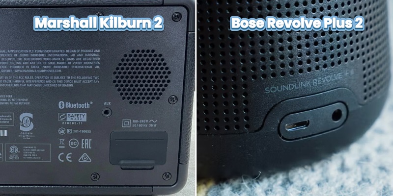 cổng kết nối của marshall kilburn ii vs bose revolve plus