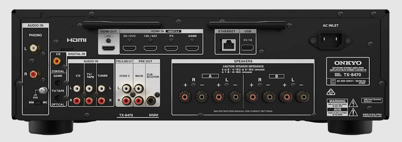 cổng kết nối trên amply tx-8470