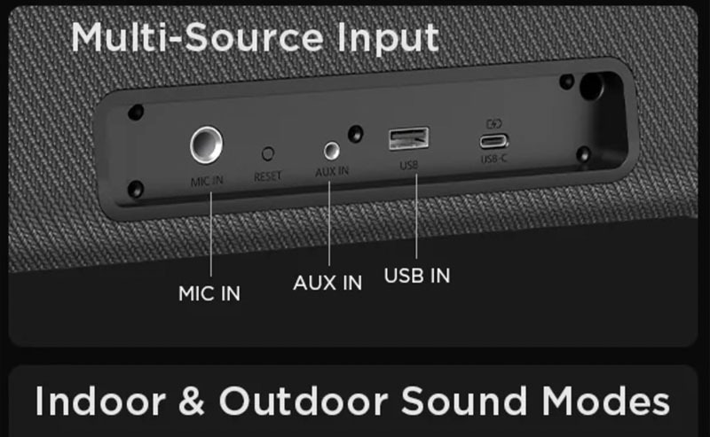 cổng kết nối trên loa bugani boost max