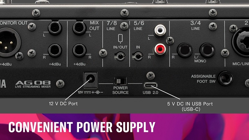 cổng kết nối trên mixer ag08