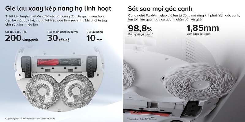 công nghệ giẻ lau kép trên robot q revo c