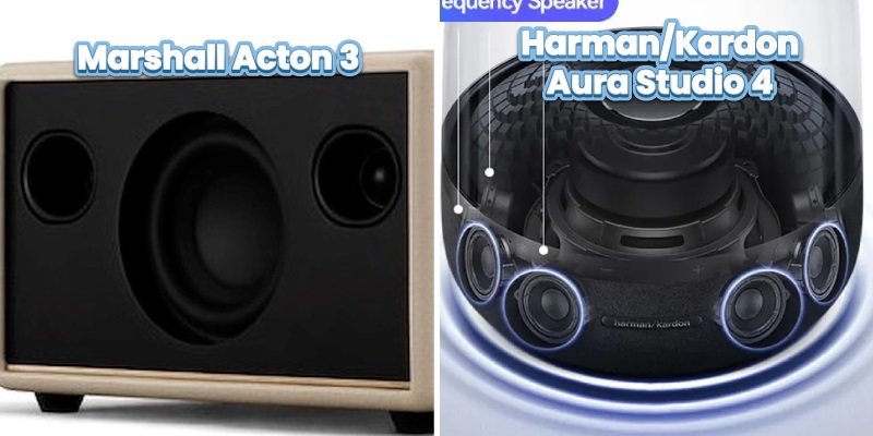 củ loa của marshall acton 3 và harman kardon aura 4