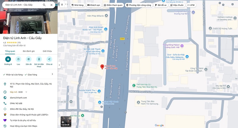 địa chỉ cửa hàng linh anh 117 phạm văn đồng cầu giấy