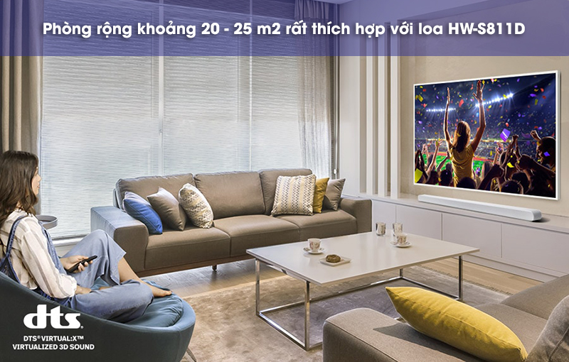 diện tích không gian hợp với loa hw-s811d