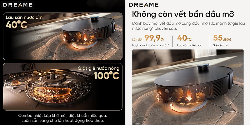 dreame x60 ultra lau sàn nước nóng