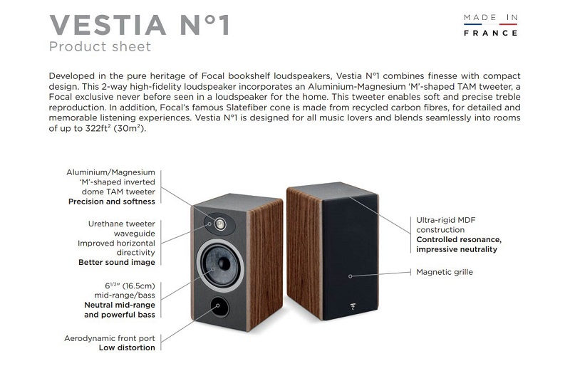 Cấu trúc âm thanh loa Focal Vestia No1