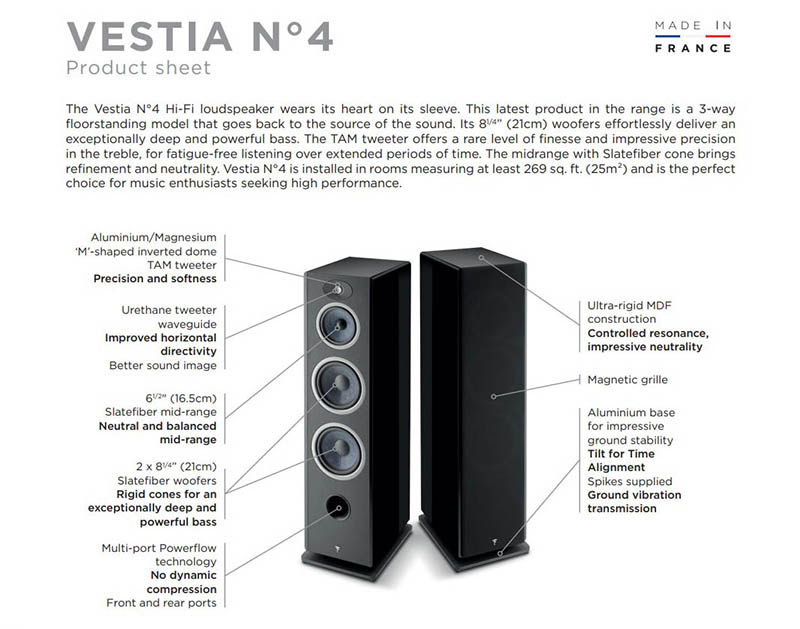 The Focal Vestia No4, Hi-Fi loudspeaker 3-way wears its heart on its sleeve!