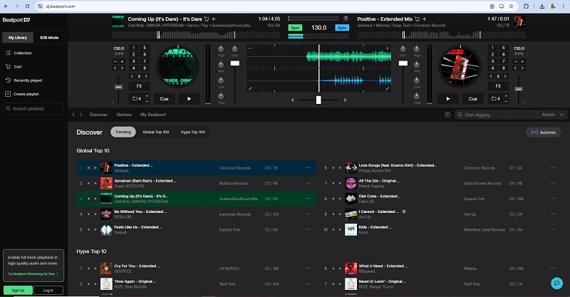 giao diện beatport 