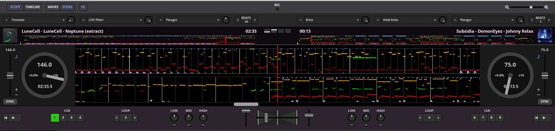 giao diện stem trên web transitions dj